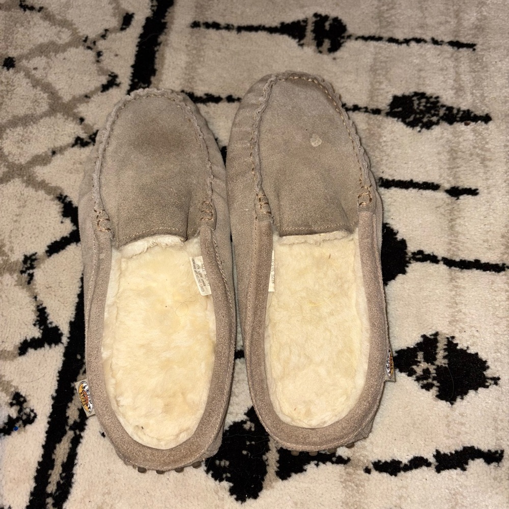 Emu Tan Slippers with Soft Cream Interior